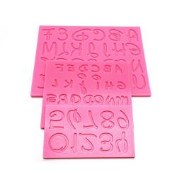 AK ART KITCHENWARE 3PCS Number and Alphabet Silicone Fondant Mold for Decorating Cake Cupcake Cookie Moulds Pastry DIY Bakery Tools SM-831 Pink