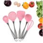 Kitchen Spatula Set Stainless Steel Silicone Kitchenware(5 Packs),Pink