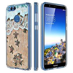 Huawei Honor 7X Case, Soft TPU Slim-Fit Flexible Ultra-Thin Clear Case, Full-Body Rugged Bumper Print Baby Turtle Case for Huawei Honor 7X, Transparent