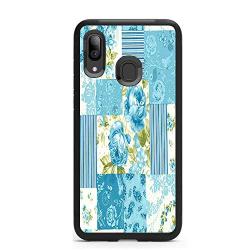 Samsung Galaxy A40 Case, Blue Flower Shock-Absorption TPU Rubber Bumper Samsung Galaxy A40 Case, Ultra Thin Slim Protective Cover for Samsung Galaxy A40-Black