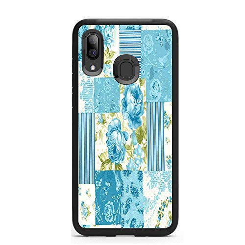 Samsung Galaxy A40 Case, Blue Flower Shock-Absorption TPU Rubber Bumper Samsung Galaxy A40 Case, Ultra Thin Slim Protective Cover for Samsung Galaxy A40-Black