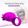 Jepeux Rotating Fan Ring Silicone Vibrating Cock Ring - Rechargeable Penis Ring - Sex Toy for Male or Couples