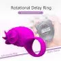 Jepeux Rotating Fan Ring Silicone Vibrating Cock Ring - Rechargeable Penis Ring - Sex Toy for Male or Couples