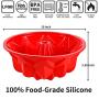 Aokinle Silicone Cake Pan, European Grade Fluted Round Cake Molds, Non-Stick Jello Molds for Baking, Flexible Tube Pan, Ring Mold Cake pan 10inches, Red