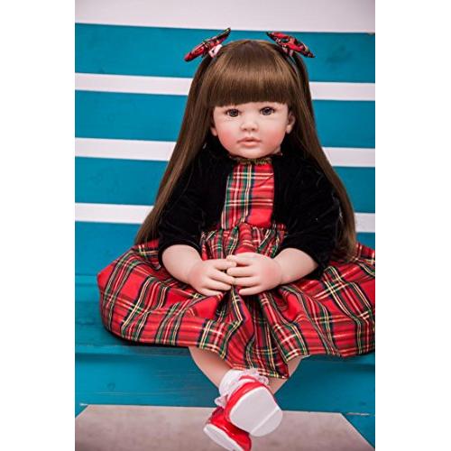 PURSUEBABY 24 Inch Beautiful Reborn Toddlers Dolls Princess Girl with Long Hair Valentina Real Life Baby Doll Soft Cuddle Doll for Christmas with Gift Box Set