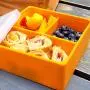 The Parent Diary All Silicone Lunch Box Meal Prep Container for Kids or Adults, Kid Friendly Easy to Open Lid (3 Compartment, Orange - 3 Compartments)