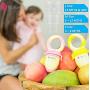 NatureBond Baby Food Feeder/Fruit Feeder Pacifier (2 Pack) - Infant Teething Toy Teether in Appetite Stimulating Colors | Bonus Includes All Sizes Silicone Sacs (Peach Pink and Lemonade Yellow)