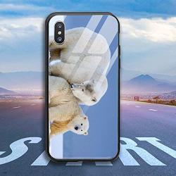 iPhone X/XS Case, Protective Heavy Duty Case with Tempered-Glass Back Case for iPhone X/XS 5.8 Inch (Bears Polar Bears)