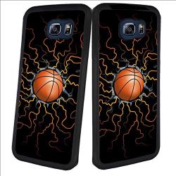 Samsung Galaxy S6 Case with Basketball Fire Pattern Whimsical Design Bumper Black Soft TPU and PC Protection Anti-Slippery &Fingerprint Case for Samsung Galaxy S6