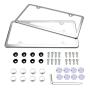 License Plate Frames, Indeebuy 2 Pcs 4 Holes Slim Stainless Steel Polish Mirror License Plate Frame and Chrome Screw Caps