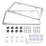 License Plate Frames, Indeebuy 2 Pcs 4 Holes Slim Stainless Steel Polish Mirror License Plate Frame and Chrome Screw Caps