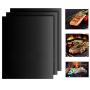 US Fine Kitchenware BBQ Grill Mat Set of 3 Heavy Duty 100% Non-Stick Baking Mats Heat Resistant Reusable and Easy to Clean Barbecue Grilling Accessories15.75x13 Inch Black