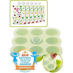 Baby Food Freezer Trays & Reusable Food Pouches | Baby Food Storage Pouch Perfect for Serving Homemade Healthy Smoothies & Purees | Easy Clean & Saves Money | Baby Food Containers