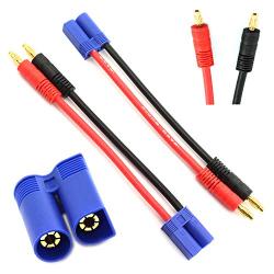 DGZZI 2pcs EC5 Male Connector to 4.0mm Banana Male Plug Lipo Battery Balance Charging Cable 12 AWG Silicone Wire Charger Cable Adapter for RC Helicopter Vehicle Toys 100mm