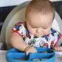 Bumkins Silicone Grip Dish, Suction Plate, Divided Plate, Baby Toddler Plate, BPA Free, Microwave Dishwasher Safe ? Dark Blue