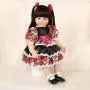Realistic Reborn Baby Doll Silicone Vinyl Toddler Girl Back Long Hair Red and Black Princess Dress 24 Inches