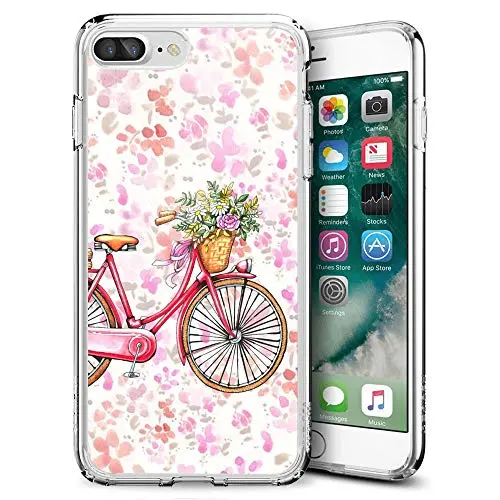 iPhone 7 8 Case,Flexible Soft TPU Cover Shell,Slim Silicone Black Rubber Non-Slip Durable Design Protective Phone Case for iPhone 7 8 -Bicycle