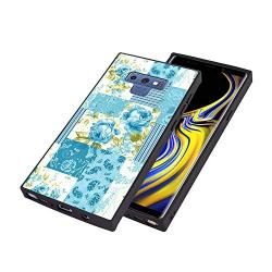Samsung Galaxy Note 9 Case, Blue Flower Shock-Absorption TPU Rubber Bumper Samsung Galaxy Note 9 Case, Ultra Thin Slim Protective Cover for Samsung Galaxy Note 9-Black