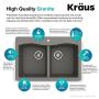 Kraus Forteza Granite Kitchen Sink, 33 Inch, KGD-52GREY