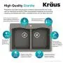 Kraus Forteza Granite Kitchen Sink, 33 Inch, KGD-52GREY