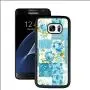Samsung Galaxy S7 Case, Blue Flower Shock-Absorption TPU Rubber Bumper Samsung Galaxy S7 Case, Ultra Thin Slim Protective Cover for Samsung Galaxy S7-Black