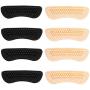 4 Pairs Silicone Heel Grips Heel Cushion Pads Liner Self-Adhesive Shoe Insoles Foot Care Protector, Beige and Black