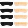 4 Pairs Silicone Heel Grips Heel Cushion Pads Liner Self-Adhesive Shoe Insoles Foot Care Protector, Beige and Black