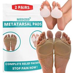 Metatarsal Pads by MEDIZED| Ball of Foot Cushions Gel Pad All Day Pain Relief and Comfort One Size Fits Shoe Inserts for Women and Men (Metatarsal Sock & Gel Pad)