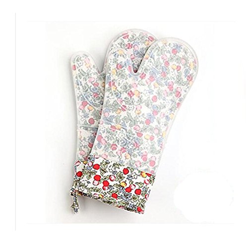 GuiXinWeiHeng shoutao Silicone Plus Cotton oven insulated gloves, high temperature resistant kitchen baking gloves, 5