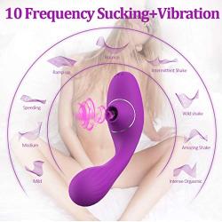 Women Clitorals Sucking 360° Bendable Viabrator, 10 Frequency Sucking 10 Frequency Viabration Medical Silicone for Couples Rechargeable Slient Waterproof Six Toys for Couple（Purple）