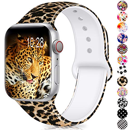 Humenn Compatible with Apple Watch Band 38mm 40mm 42mm 44mm,Soft Silicone Fadeless Pattern Printed Replacement Bands for iWatch Series 1,2,3,4