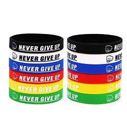 AVEC JOIE Never GIVE UP Motivational Rubber Bracelets Inspirational Silicone Wristbands for Adults and Teenagers, Used in School, Company, Groups and Teams as Party Favors and Incentive Awards