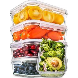 Prep Naturals Glass Meal Prep Containers - Food Prep Containers with Lids Meal Prep - Food Storage Containers Airtight - Lunch Containers Portion Control Containers Bpa-Free (5 Pack,30 Ounce)