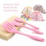 Kitchenware Silicon - Pink Silicone Cookware Sets 6 Pieces Egg Beater Spoon Clip Spatula Oil Brush Ware Dresses - Vegetable Santa Melon Spatula Utensil Brush Ware Silicon New Pink Pink Gi