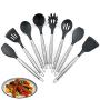 Yuybei-Home Silicone kitchenware 8 Piece Silicone Kitchen Utensil Set with Stainless Steel Handle Silicone Kitchen Utensils Set Kitchen Tools and Gadgets Nonstick Heat Resistant Tools