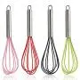 Manual Egg Beater Stainless Steel Kitchen Egg Beater 10 Inch Milk Bubbler Silicone Kitchenware (Color : Green)