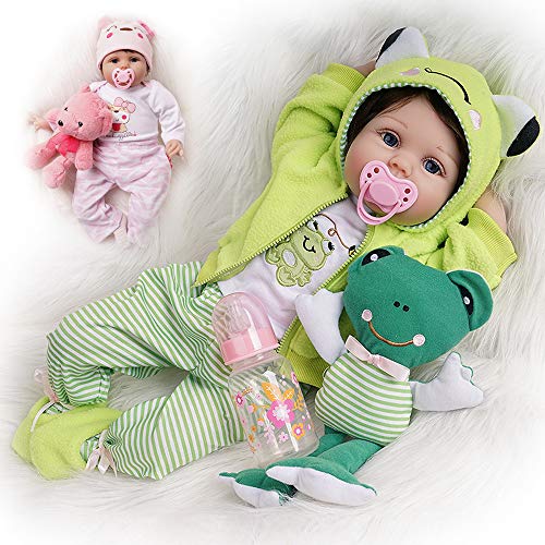 Yesteria Lifelike Reborn Baby Dolls 22 Inches 2 Outfits Silicone Vinyl Weighted Cotton Body Gift Set