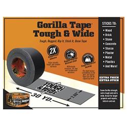 Gorilla Tape, Black Tough & Wide Duct Tape, 2.88" x 30 yd, Black, (Pack of 1)