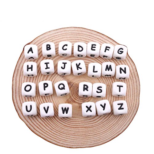 Promise Babe Food Grade Silicone Teething Letter Beads 78PC 12MM Chewable Alphabet Beads DIY Baby Teether Necklace Bracelet Jewelry