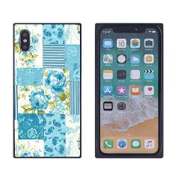 iPhone Xs Max Case, Blue Flower Shock-Absorption TPU Rubber Bumper iPhone Xs Max Case, Ultra Thin Slim Protective Cover for iPhone Xs Max-Black