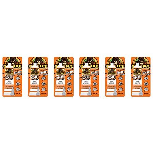 Gorilla 100 Percent Silicone Sealant Caulk, 2.8 ounce Squeeze Tube, Clear, (6 Pack)
