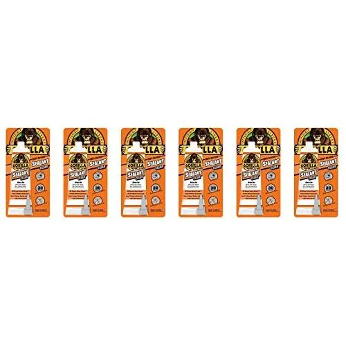 Gorilla 100 Percent Silicone Sealant Caulk, 2.8 ounce Squeeze Tube, Clear, (6 Pack)