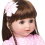 PURSUEBABY Beautiful 24 inch Vinyl Reborn Baby Dolls for Girls Melinda with Long Brown Hair Real Life Baby Reborn Toddler Girl Dolls for Christmas with Gift Box