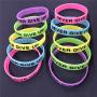 GOGO Never Give Up Bracelets/Neon Rubber Wristbands Glow-in-The-Dark