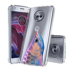 Moto X4 Case, Soft TPU Slim-Fit Flexible Ultra-Thin Clear Case, Full-Body Rugged Bumper Print Arowana Case for Moto X4, Transparent