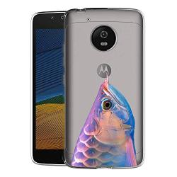 Moto G5 Case, Soft TPU Slim-Fit Flexible Ultra-Thin Clear Case, Full-Body Rugged Bumper Print Arowana Case for Moto G5, Transparent
