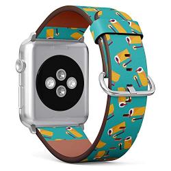 Compatible with Apple Watch (38/40 mm) // Leather Replacement Bracelet Strap Wristband + Adapters // Kitchenware Paper Flat Iconeps10