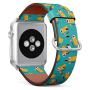 Compatible with Apple Watch iWatch (42/44 mm) // Leather Replacement Bracelet Strap Wristband + Adapters // Kitchenware Paper Flat Iconeps10