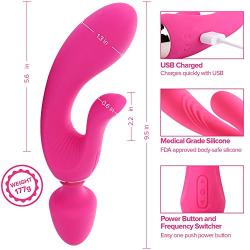 Rabbit Vibrator for Vagina - Dildo Vibrator Adult Toy - Sex for Couples - G Spot Vibrator Stimulator - Clit Vibrator - Suitable Male Sex Toy for Anal Play - Adult Toy for Couples, Pink, Lyps Athena