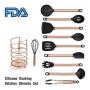 Lamptti 11PCs Stainless Steel Nonstick Cooking Shovel Spoon Kitchen Tool Set Copper Plated Handle Silicone Kitchenware Silicone Cooking Kitchen Utensils Set